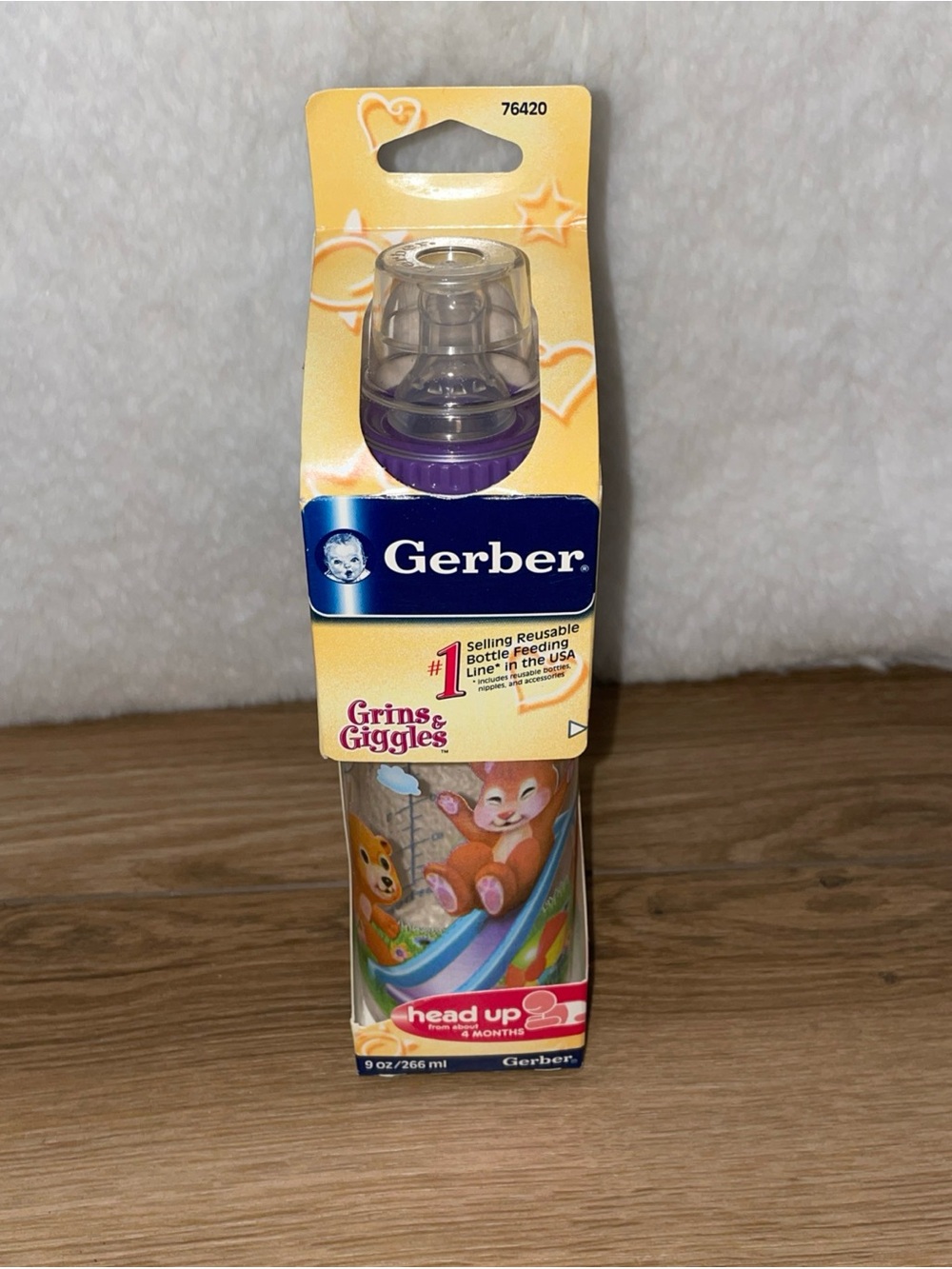 Vintage Gerber Grins & Giggles 9oz Baby Bottle NOS